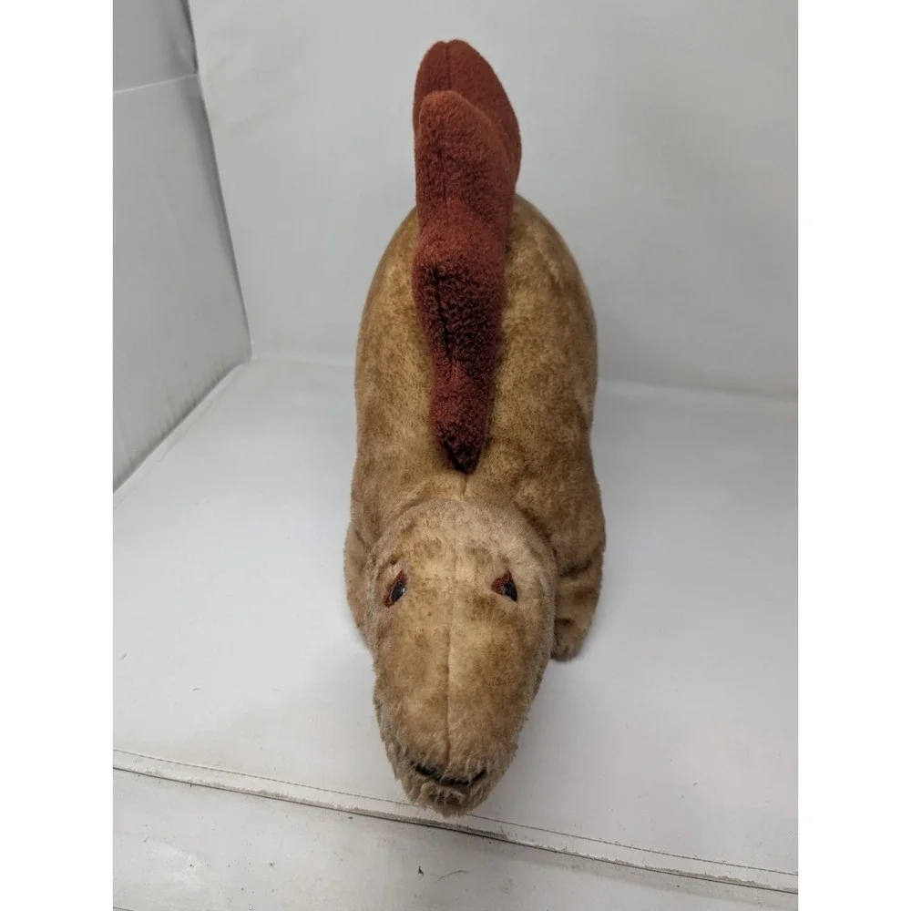 Vintage Animal Fair Stegosaurus Plush Toy‎ Dinosaur Stuffed Animal Large Brown